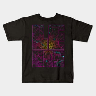 Leeds, England, UK City Map Typography - Neon Kids T-Shirt